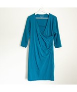 Soft Surroundings Women&#39;s Blue 3/4 Sleeve Midi Faux Wrap Wear Anywhere D... - $47.98 CAD