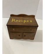 Vintage Wooden Recipe Box with Faux Kitchen Cabinet Drawers Japan - $20.37 CAD