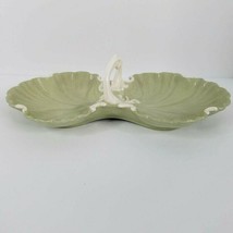 Mid Century Modern Divided Candy Dish Vintage MCM 1958 Sage Green Signed - £15.81 GBP