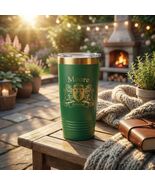 Moore Irish Coat of Arms Green Rose Travel Mug - $27.44