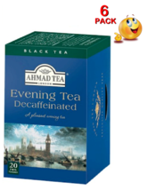 6 PACK Box EVENING Decafeinated Black Tea AHMAD 120 Tea Bags - £25.69 GBP