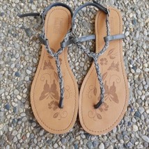 Mix No 6 Silver Grey Woven Chain Flats Flip Flops Sandals Size 11 - $9.49
