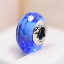 Blue Fascinating Faceted Murano Glass Charm Bead For European Bracelet - £7.91 GBP