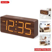 Modern Wooden Desk Clock: Large Numbers, Dimmer, and Loud Alarm for Slee... - $51.43
