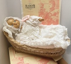 Robert Raikes Originals &quot;Juliet&quot; Wood Christening Doll in Basket Box COA Signed - £51.11 GBP