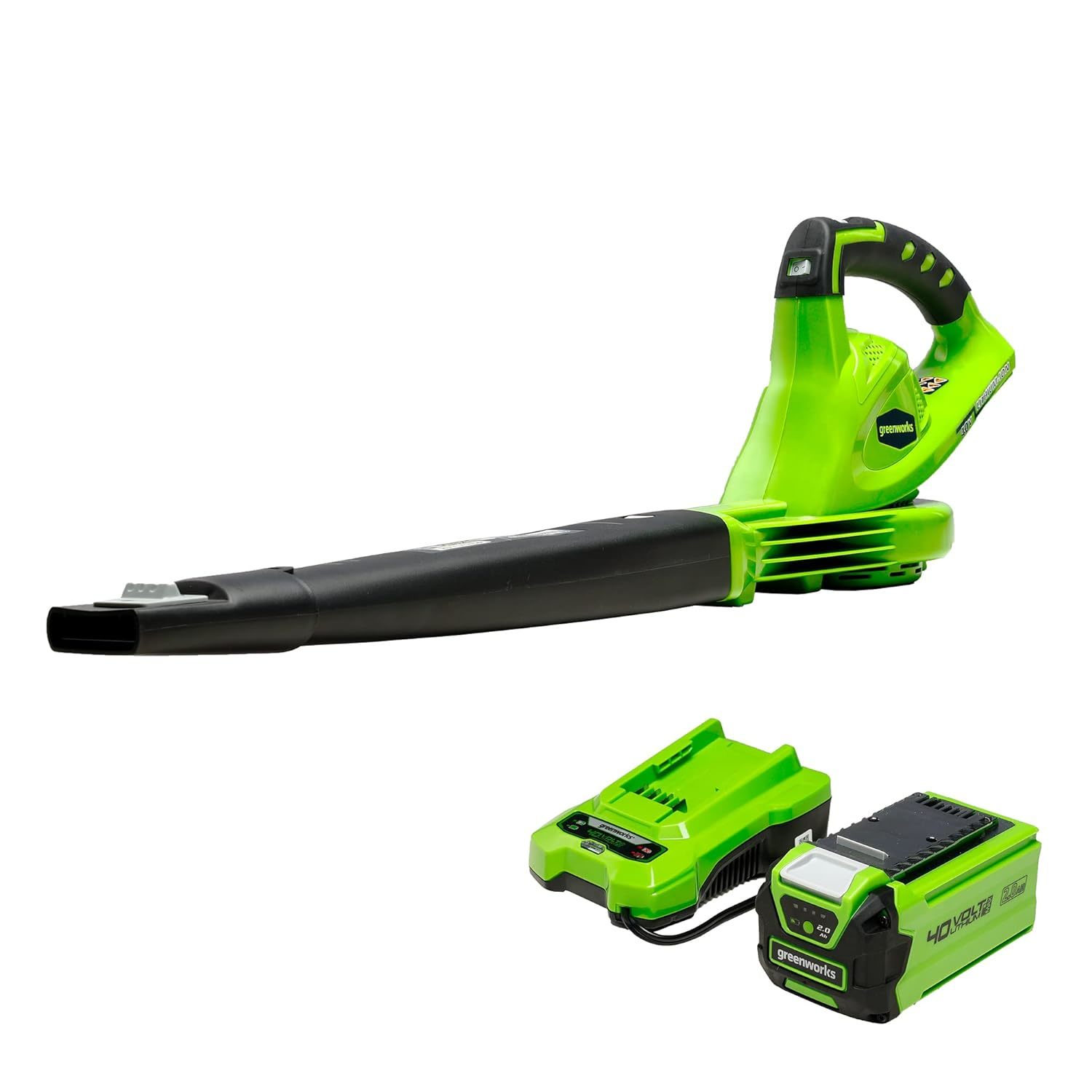 Greenworks 40V (150 MPH / 135 CFM) Cordless Leaf Blower, 2.0Ah Battery and Charg
