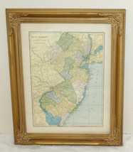 1903 Hammond Antique Full-Color NEW JERSEY NJ State Framed Map ~ Wall Art - £40.08 GBP