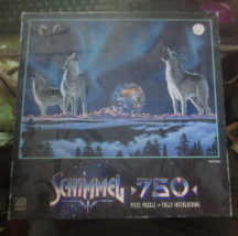 MB Schimmel 750 Piece Puzzle Earth Song Wolves Wolf New sealed box Vinta... - $18.67