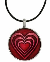 Jewelry Trends Pewter Glossy Red Epoxy Heart Pendant on 18 Inch Leather Necklace - £21.38 GBP