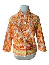 Coldwater Creek orange yellow quarter sleeve embroidered geometric blaze... - $32.76