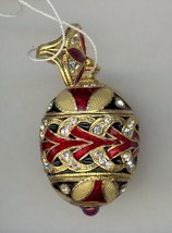 Russian Fabergesilver egg Pendant red arrows w/ciras of w/gold decor &amp; s... - $76.18