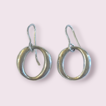 Vintage 925 Sterling Silver O Dangle French Wire Hook Earrings - £14.69 GBP