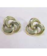 Vintage Gold Enamel Irish Green Love Knot Pierced Earrings Retro Stud Ea... - $12.86