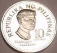 Edelstein Cameo Beweis Philippinen 1975 10 Sentimos ~1st Jahr ~ 37,000 M... - $8.57