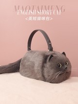 Faux fur cat Bag for women Handmade cat shoulder bag handbag great gift - $3,861.88 MXN