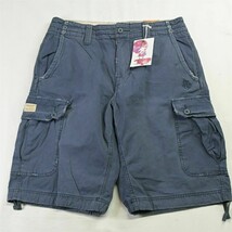 NEW American Eagle 30 x 12&quot; Blue Distressed Patch Pocket Fatigue Cargo S... - $39.99