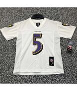 Baltimore Ravens Flacco #5 Jersey Shirt Youth Small 8 White NFL V-Neck N... - $710.65 MXN