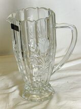 Hand Cut Crystal Pitcher Floral Pattern W. Germany - $94.05