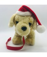 Atico Christmas Tan Puppy Dog 14” Plush Santa Hat And Leash Stuffed Anim... - £13.52 GBP