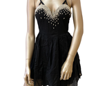 ONE TEASPOON Womens Mini Dress Raw Edge Beaded Solid Black Size US10 - £77.56 GBP