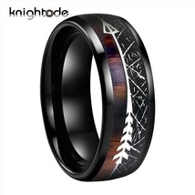 Black Meteorite/Koa Wood Unique Texture Inlay Black Tungsten Carbide Ring For 8m - £21.18 GBP