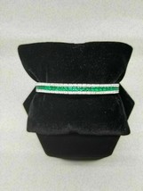 7CT Princess Cut Lab Created Green Emerald Bangle Bracelet 14K White Gold Plated - £261.14 GBP