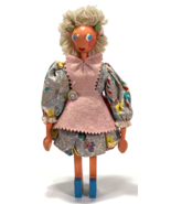 Vintage Peg Doll-Traditional European Costume-Fan-10&quot;-Felt, Yarn, Cotton... - £63.38 GBP