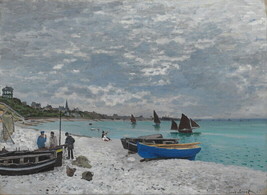 Beach at Sainte Adresse by Claude Monet Art Giclee Printed Oil Painting Print - £6.42 GBP+