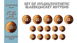 Set of Synthetic/Nylon Blazer Buttons 5 Large &amp; 10 Small - HB37055 - Brown Tint - £4.53 GBP