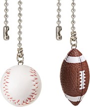 Baseball And Football Ornamental Pendant Fan Pulls 12 Inches Long For Ceiling - £23.60 GBP