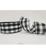 75FT Buffalo Check Plaid Farmhouse Christmas Wired Ribbon 2.5&quot; Black 25yrds - €22,03 EUR