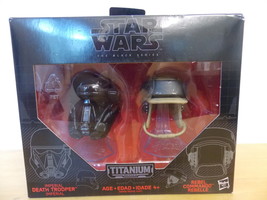 Star Wars Black/Titanium Diecast Helmets Death Trooper &amp; Rebel Commando ... - £15.92 GBP