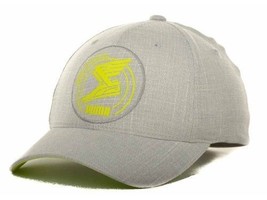 Puma Applique Winged Sneaker Logo Gray &amp; Yellow Flex Fit Cap Hat  - $21.95