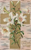 Vintage Postcard Easter Lilies and Gold Cross 1909 Embossed - £5.41 GBP