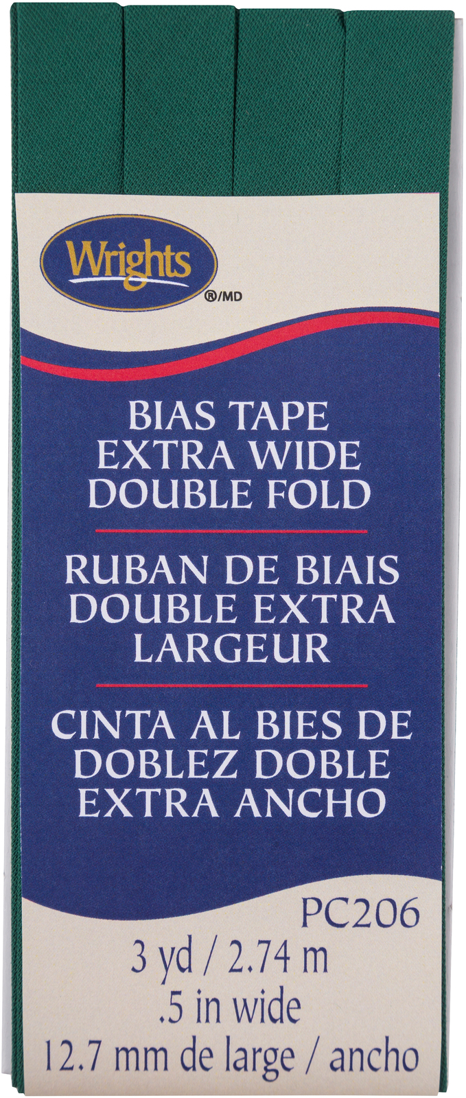 Wrights Double Fold Bias Tape .5"X3yd-Hunter - $11.60