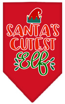 Santa&#39;s Cutest Elf Screen Print Bandana Red Small - £9.11 GBP