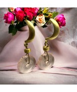 Glass Art Pink Washed Gold Tone Earrings - $24.35