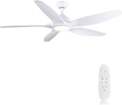 Newday 60&quot; White Ceiling Fans With Light And Remote, Modern,, Living Room - £251.38 GBP