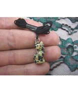 (an-cat-4) KITTY CAT White black spotted gem carving Pendant NECKLACE FI... - $142.80 MXN