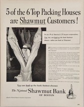 1950 Print Ad National Shawmut Bank of Boston Butcher &amp; Beef in Packing House - £16.05 GBP