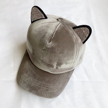 Diamond-Embedded Cat Ears Autumn Winter Women&#39;s Hat Casual Peaked Cap Velvet War - $14.00