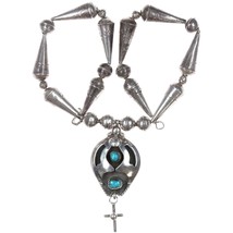 17&quot; J*C Vintage Native American sterling and turquoise beaded cross necklace - $227.70