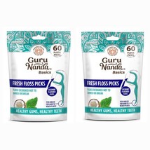 2 PACKS Of Guru Nanda Basics Fresh Floss Picks Cocomint Flavored  60 Floss Picks - $14.99