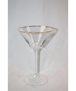 Etched Crystal Martini Glass Gold Trim 6 1/2&quot; Tall  - £14.94 GBP