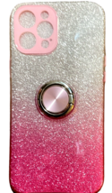 Slim Fit Silicone Case For iPhone 12 Pro Max - Pink & Silver Glitter Ring Stand image 2