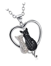 Charm Necklace Birthday Gifts 925 Silver Full Diamond Couple - $106.11
