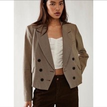 FREE PEOPLE Betty Double Breasted Blazer Women&#39;s Size Medium Brown Office - £61.10 GBP