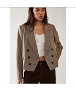 FREE PEOPLE Betty Double Breasted Blazer Women&#39;s Size Medium Brown Office - £60.12 GBP