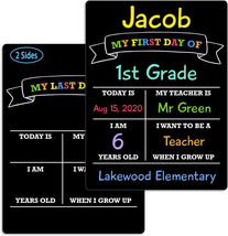 First Day of School Board, 12″X8.5″ Photo Prop Sign (Double Sided), Wet Erase, F - £9.93 GBP