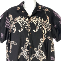 Turtles Tapa Tribal Print Black RJC Hawaiian Shirt size XL Mens 52x31 Co... - £34.37 GBP